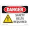 Signmission OSHA Sign, Belts Required, 10in X 7in Decal, 10" W, 7" H, Landscape, OS-DS-D-710-L-1552 OS-DS-D-710-L-1552 - alternate 1